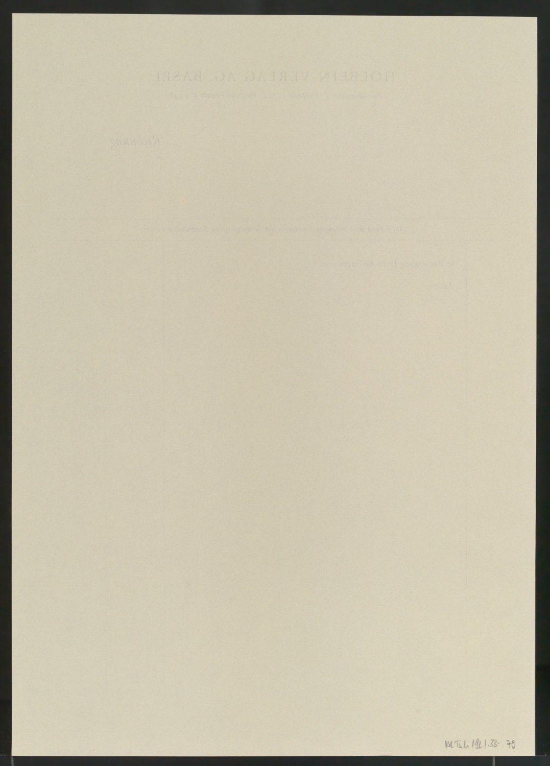 Rechnungsvordrucke für Holbein Verlag — Blatt 2