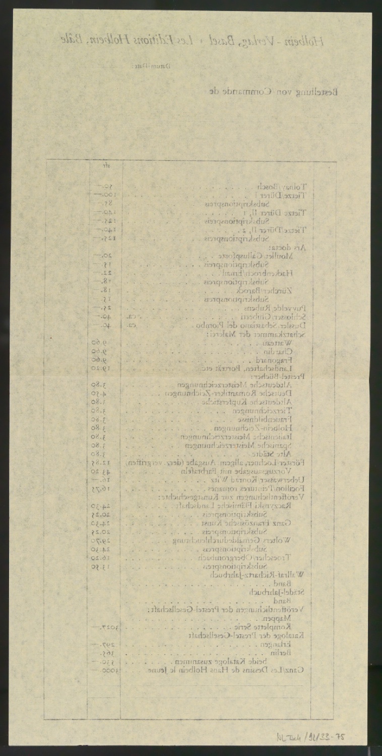 Bestellscheine für Holbein Verlag — Blatt 4