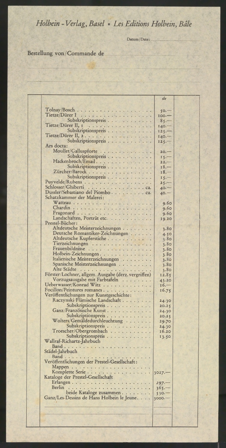 Bestellscheine für Holbein Verlag — Blatt 5
