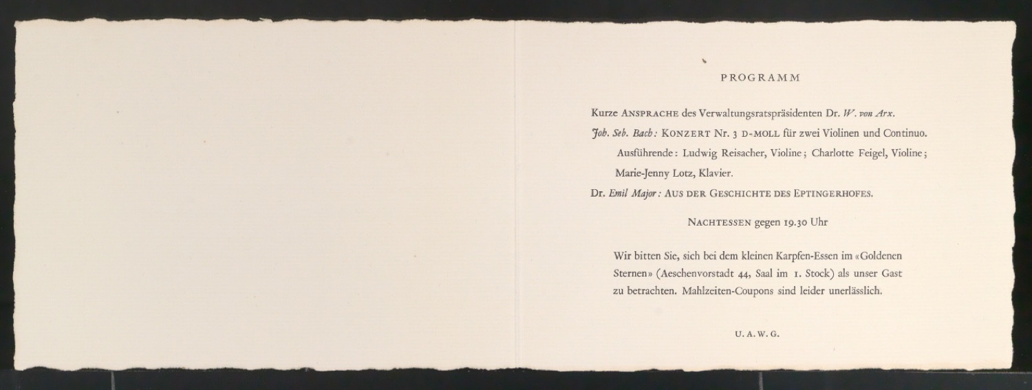 Einladung zur Eröffnungsfeier neuer Geschäftsräume — Blatt 2