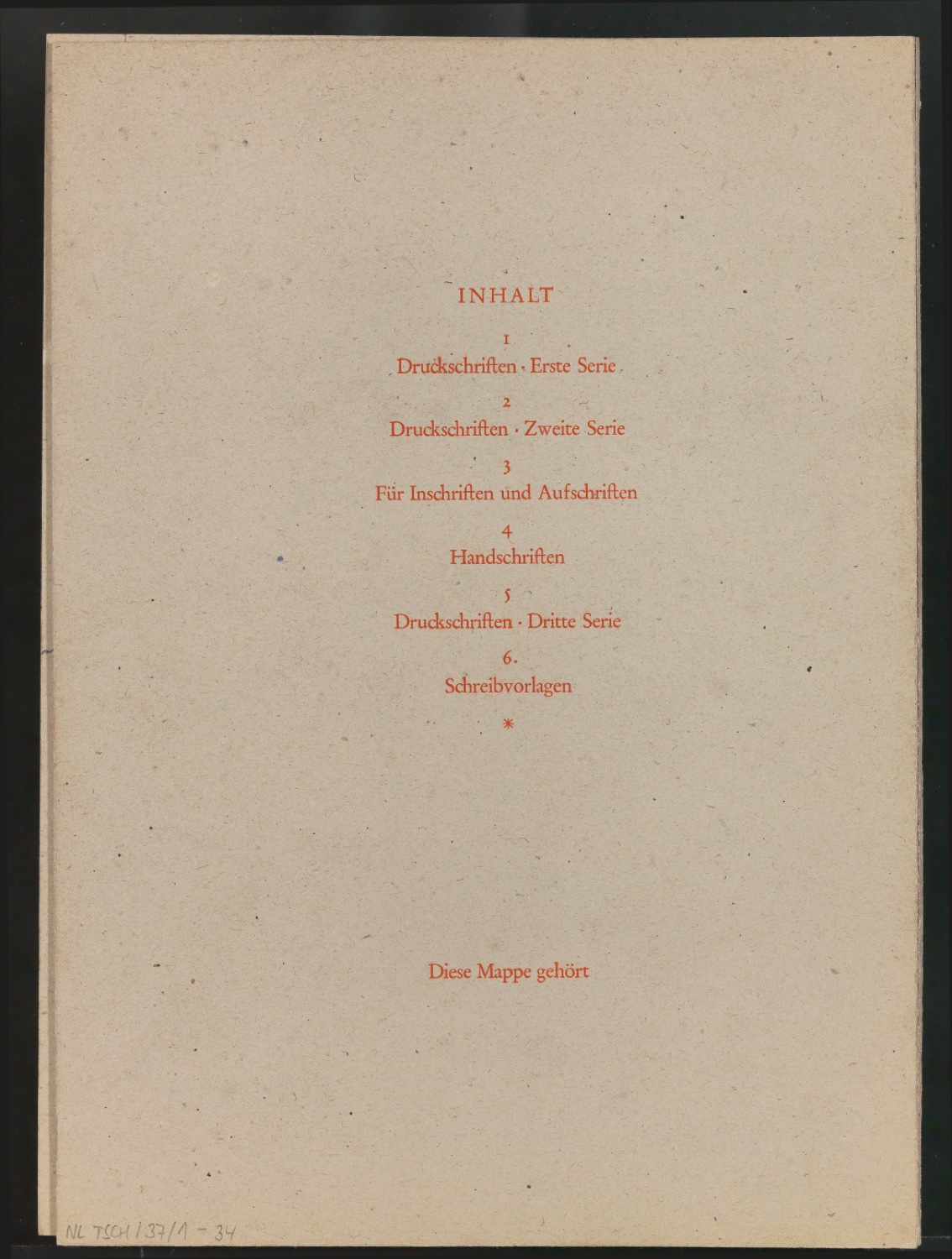 Umschlagkarton für Gute Schriftformen — Blatt 3
