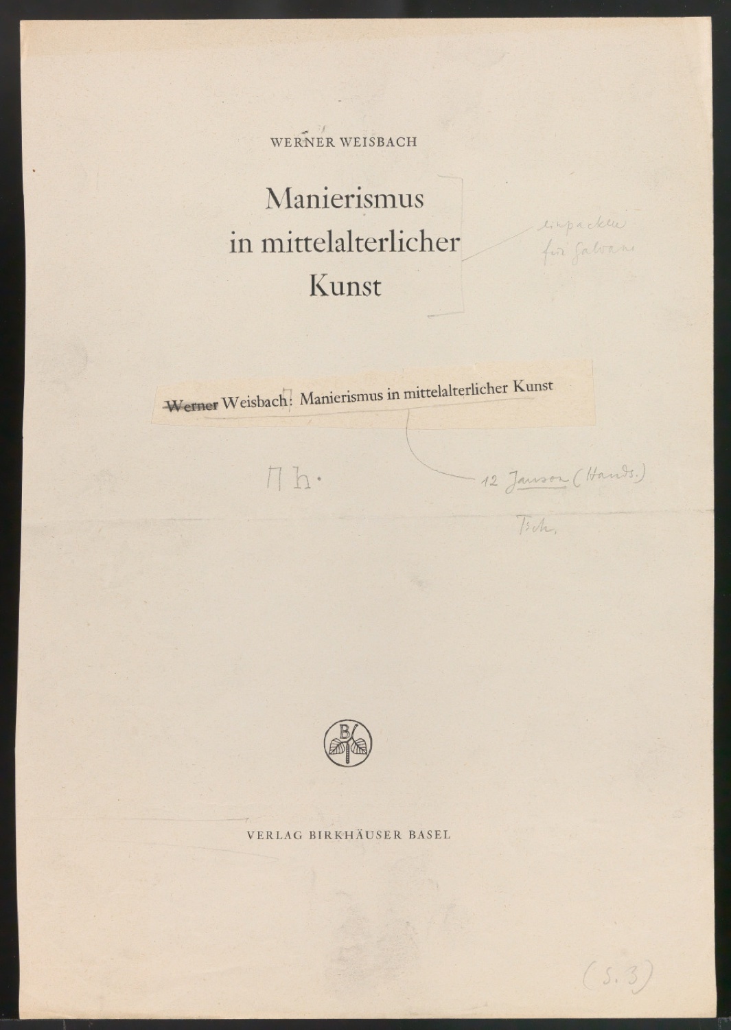 Probedruck von Titelblatt Manierismus in mittelalterlicher Kunst — Blatt 1