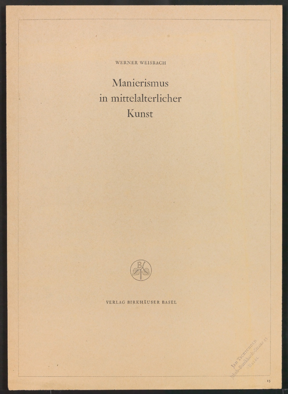 Titelblatt Manierismus in mittelalterlicher Kunst — Blatt 1