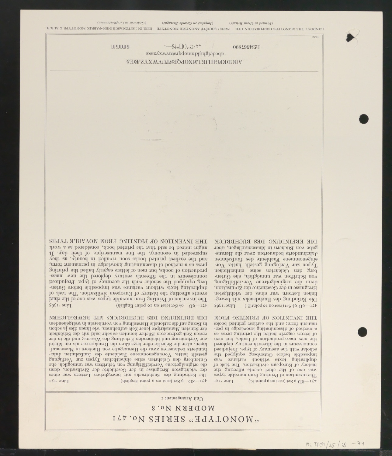 Typoskript mit montierten Illustrationen und Ausschnitten für Schriftkunde, Schreibübungen und Skizzieren für Setzer — Blatt 8