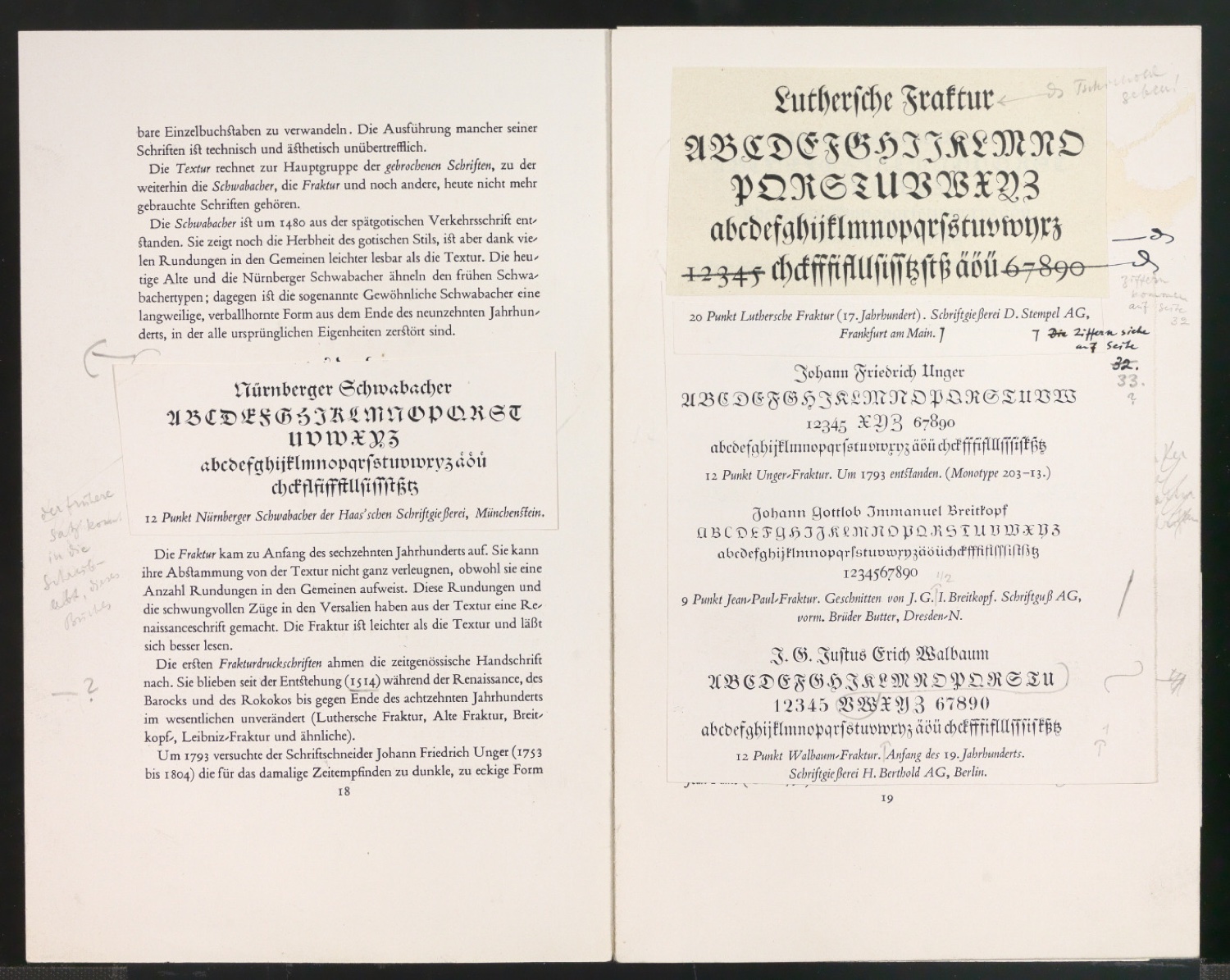 Montierte Druckfahnen für Schriftkunde, Schreibübungen und Skizzieren für Setzer — Blatt 2