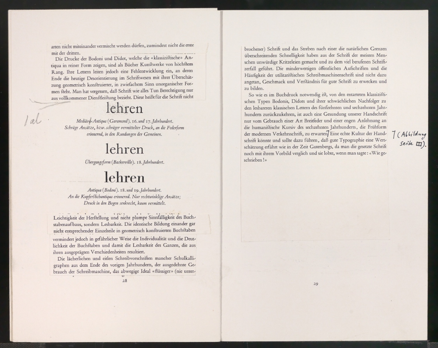 Montierte Druckfahnen für Schriftkunde, Schreibübungen und Skizzieren für Setzer — Blatt 7