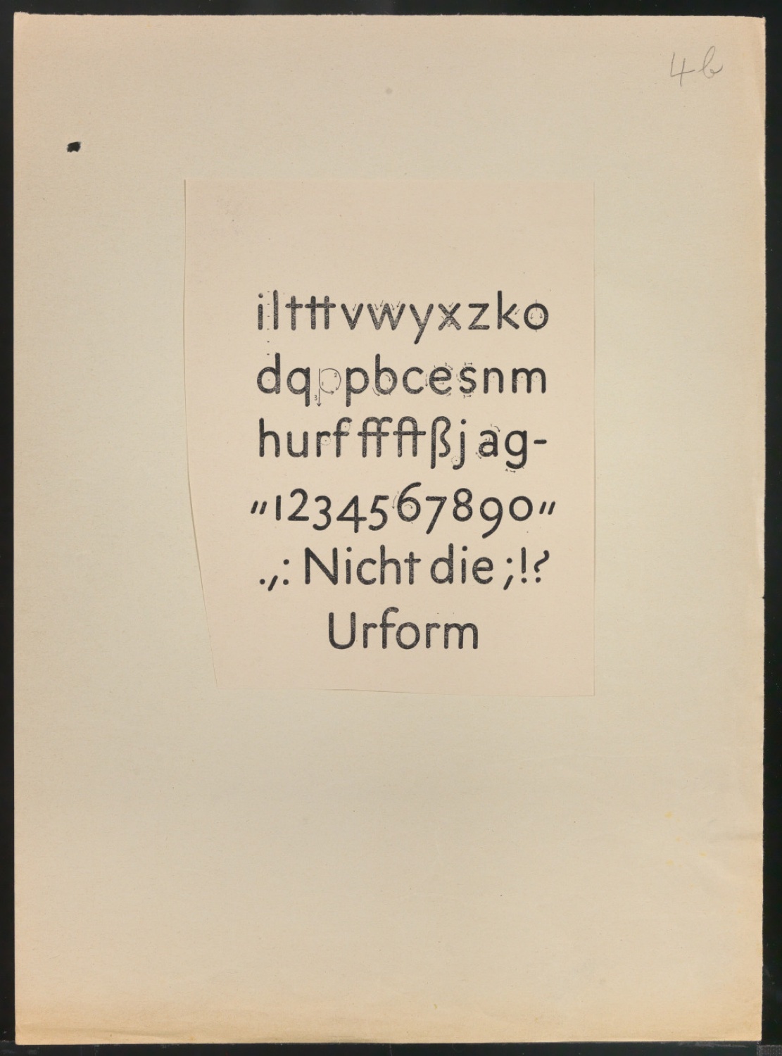 Probedruck einer Illustration für Schriftkunde, Schreibübungen und Skizzieren für Setzer — Blatt 1