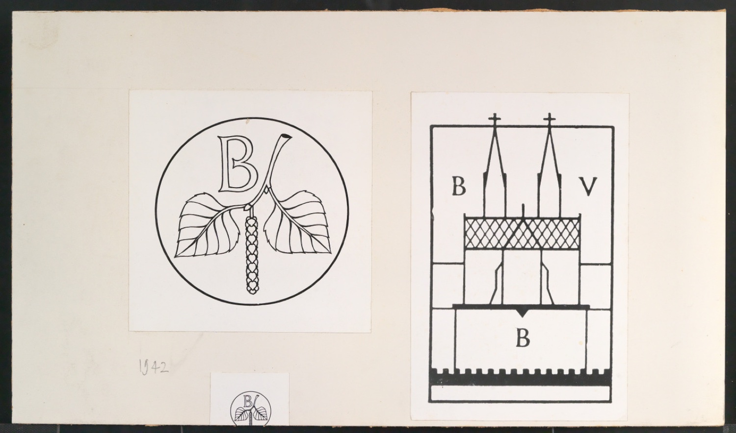 Montierte Klischeeabzüge von Verlegermarken für Birkhäuser und Burg-Verlag — Blatt 1