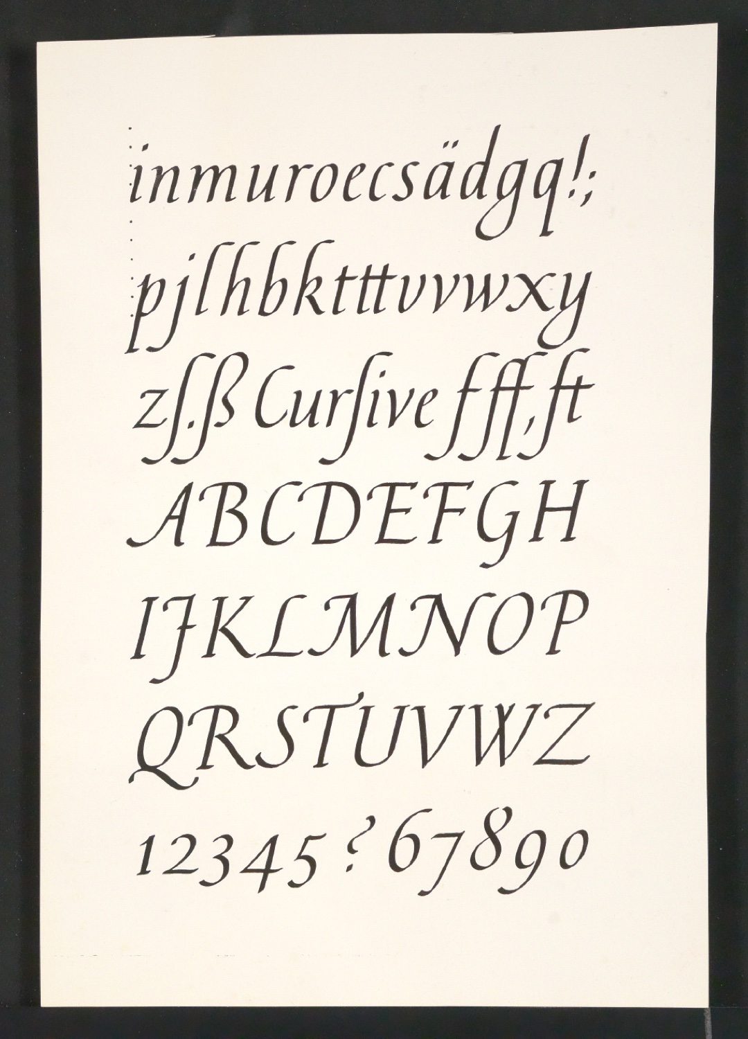 Probedrucke für Illustrationen von Schriftkunde, Schreibübungen und Skizzieren für Setzer — Blatt 1