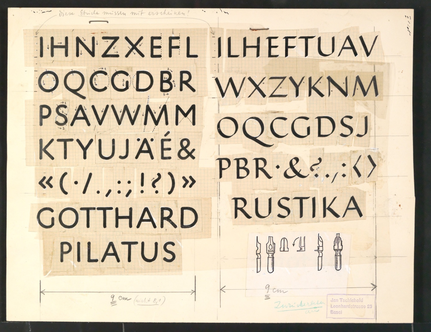 Originalzeichnungen zu Schriftkunde — Blatt 17