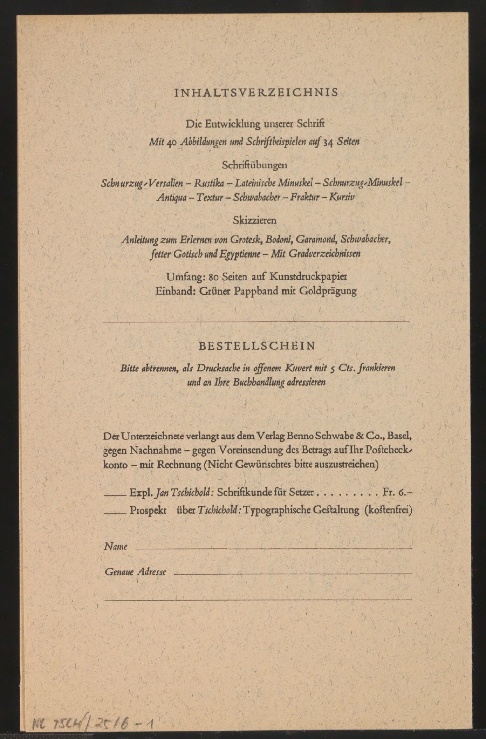 Werbeprospekt von Schriftkunde, Schreibübungen und Skizzieren für Setzer — Blatt 3