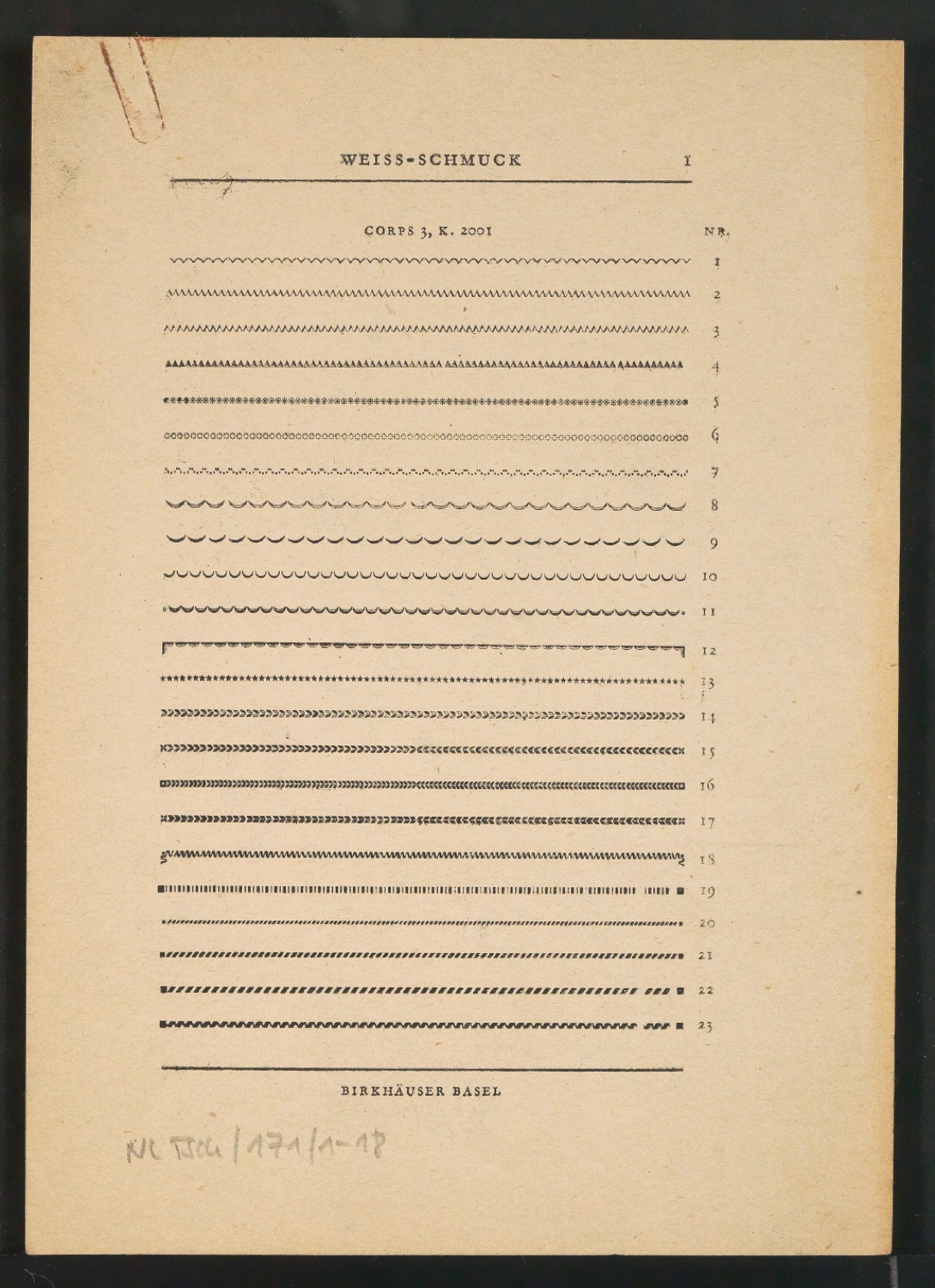 Probedruck von Seiten für Neue Ornamente — Blatt 1