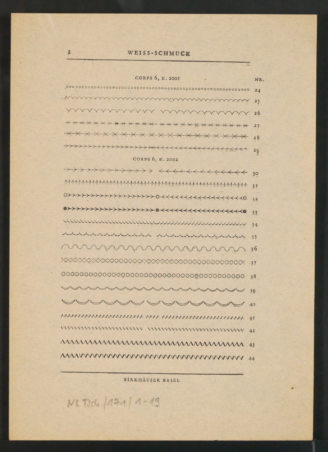 Probedruck von Seiten für Neue Ornamente — Blatt 3