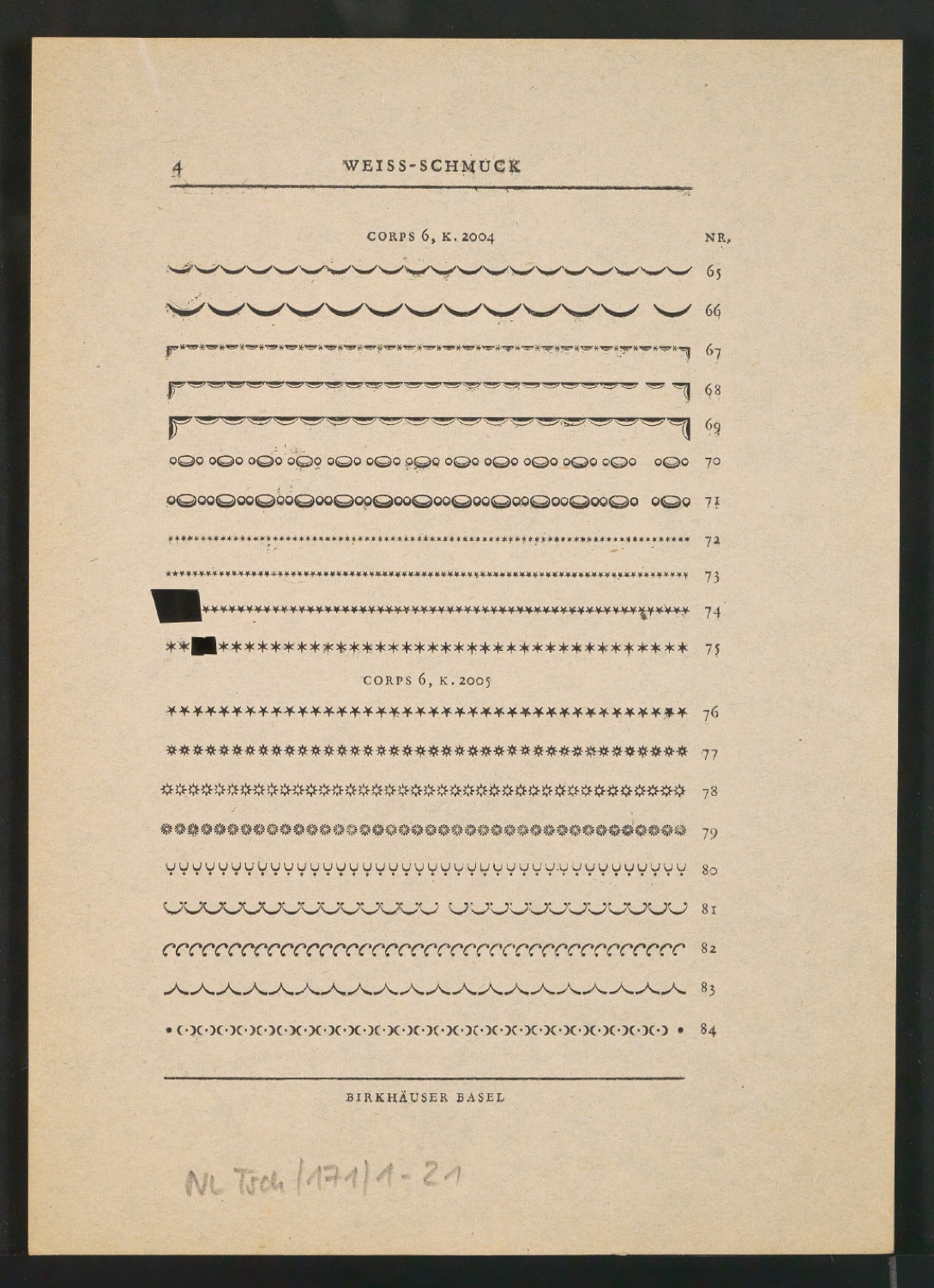 Probedruck von Seiten für Neue Ornamente — Blatt 7