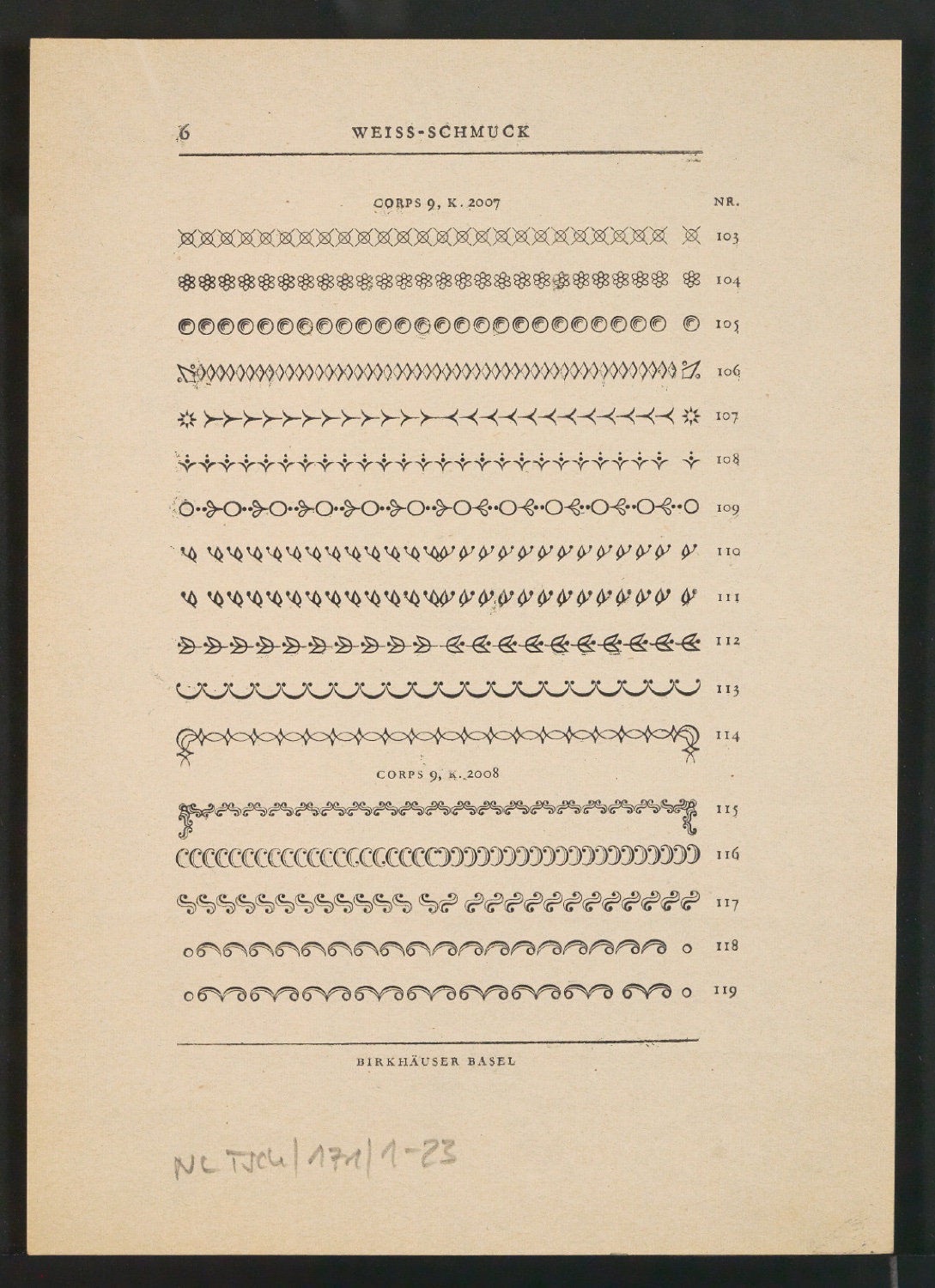 Probedruck von Seiten für Neue Ornamente — Blatt 11