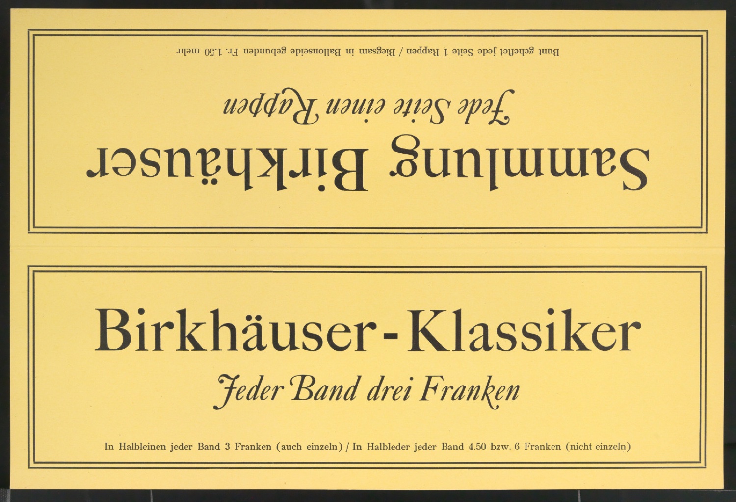 Sammlung Birkhäuser - Jede Seite einen Rappen — Blatt 1