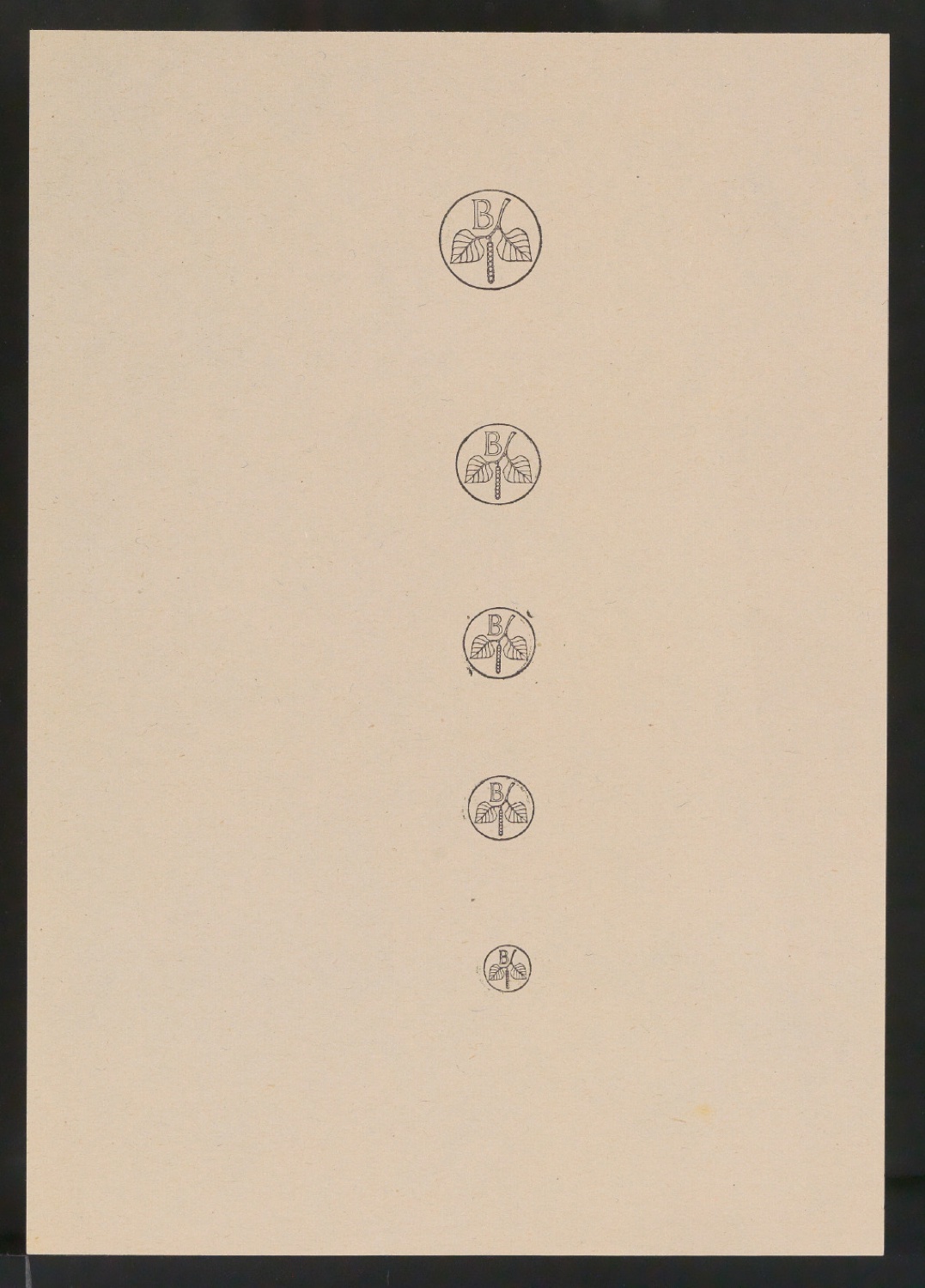 Probedrucke der Verlegermarke für Birkhäuser — Blatt 1