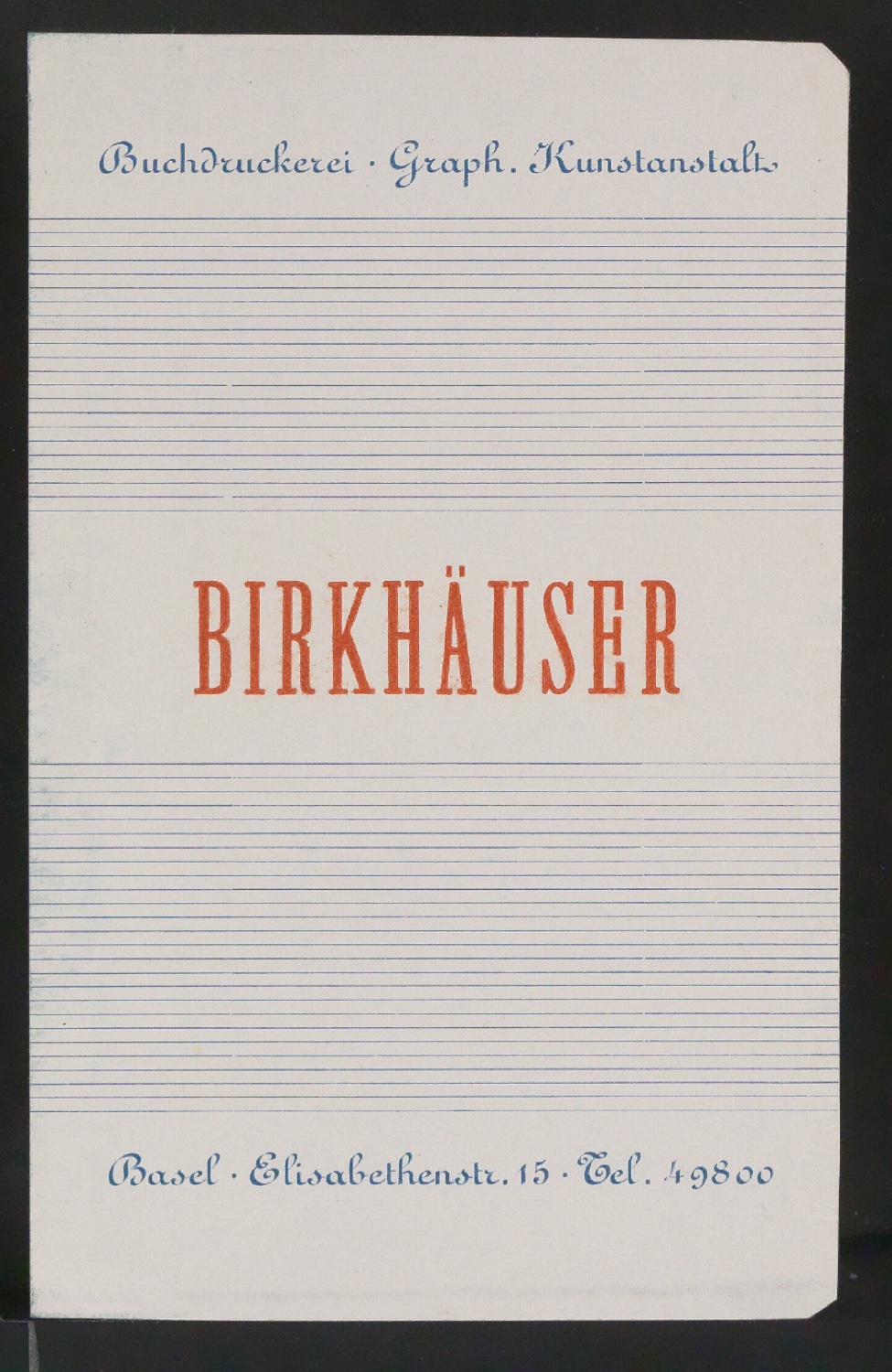 Probedruck für ein Titelblatt einer Werbebroschüre für Birkhäuser — Blatt 1