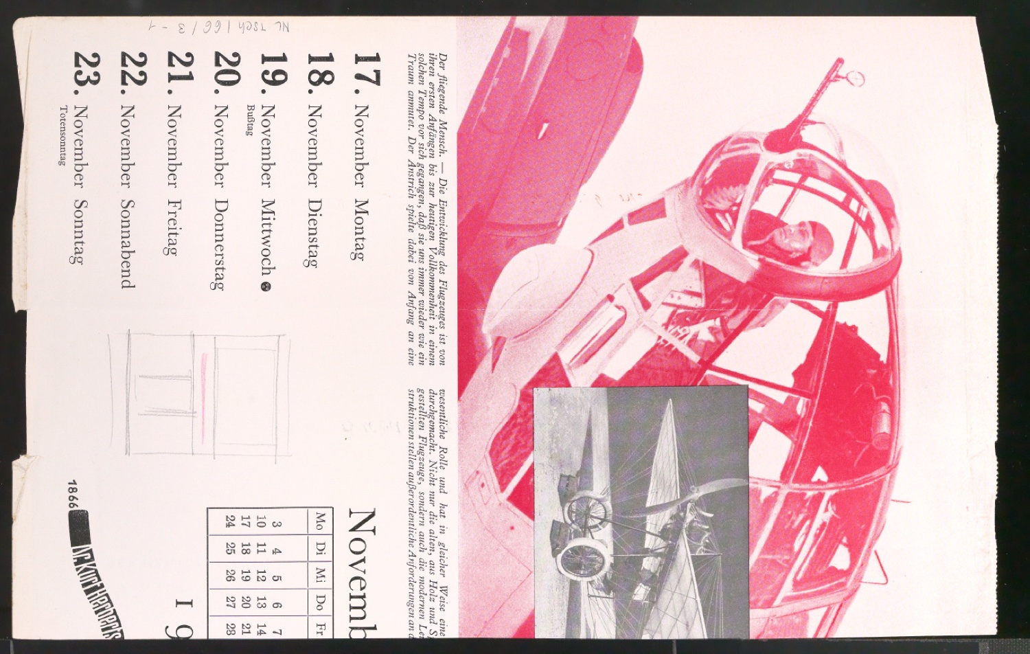 Entwurfsskizze für Wandkalender Buchdruckerei und Kalenderfabrik Karl Werner — Blatt 2
