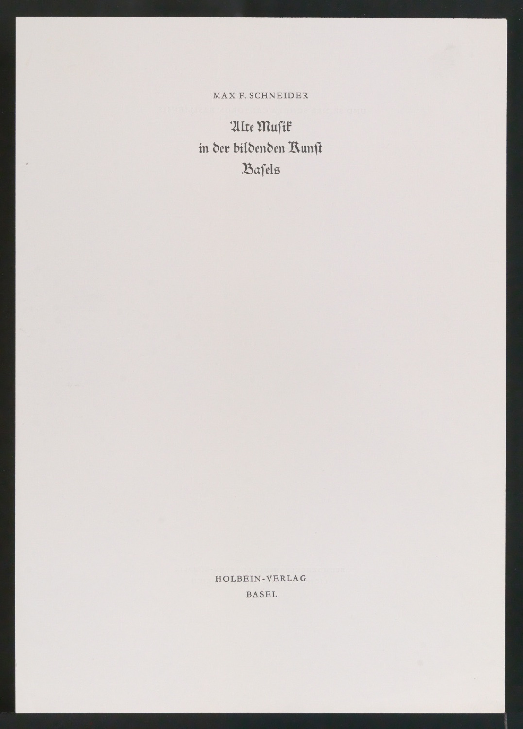 Probedruck für das Titelblatt von Alte Musik in der bildenden Kunst Basels — Blatt 1