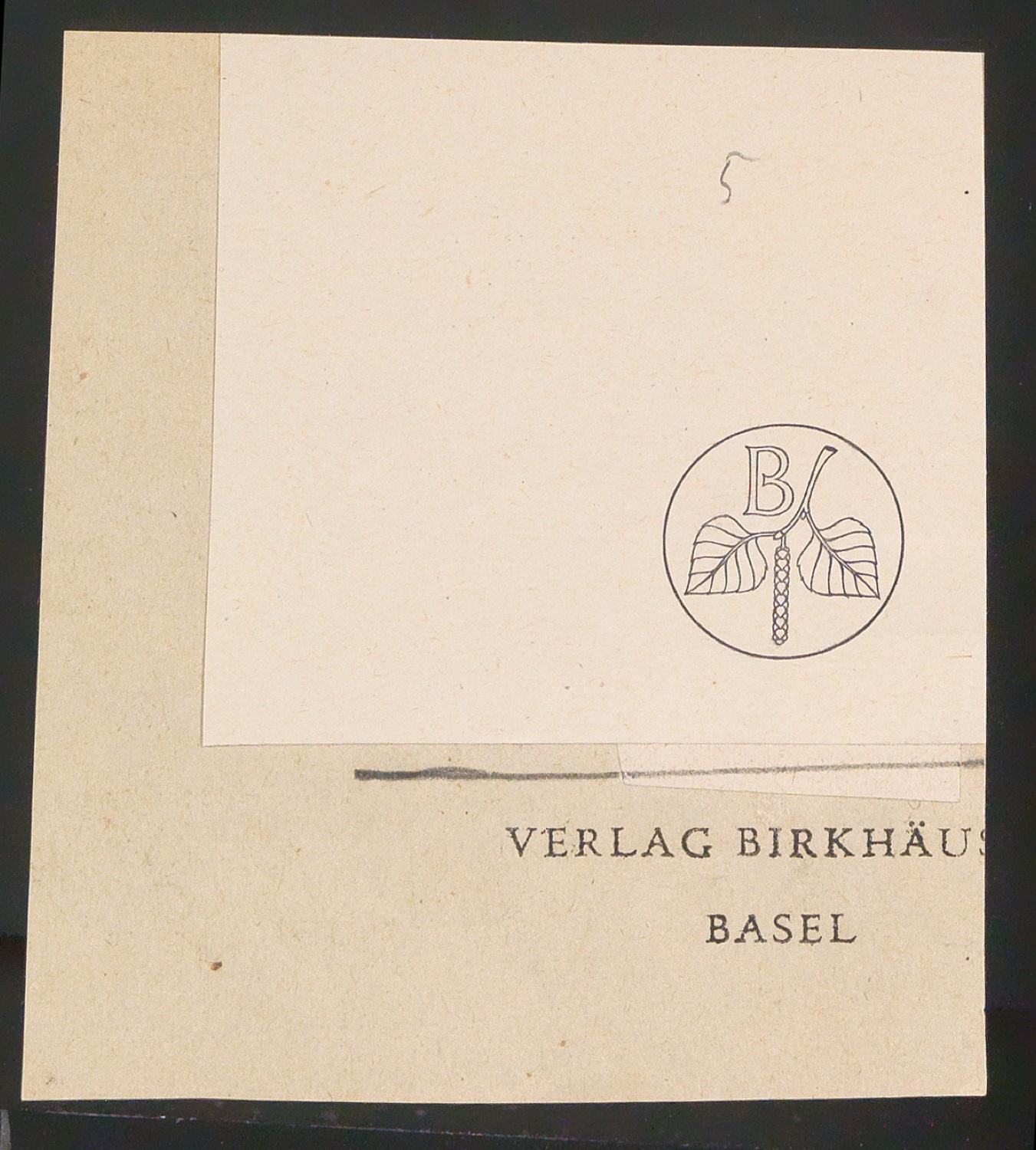 Entwürfe, Probedrucke, Klischees und Klischeeabzüge von Verlegermarke für Birkhäuser — Blatt 11