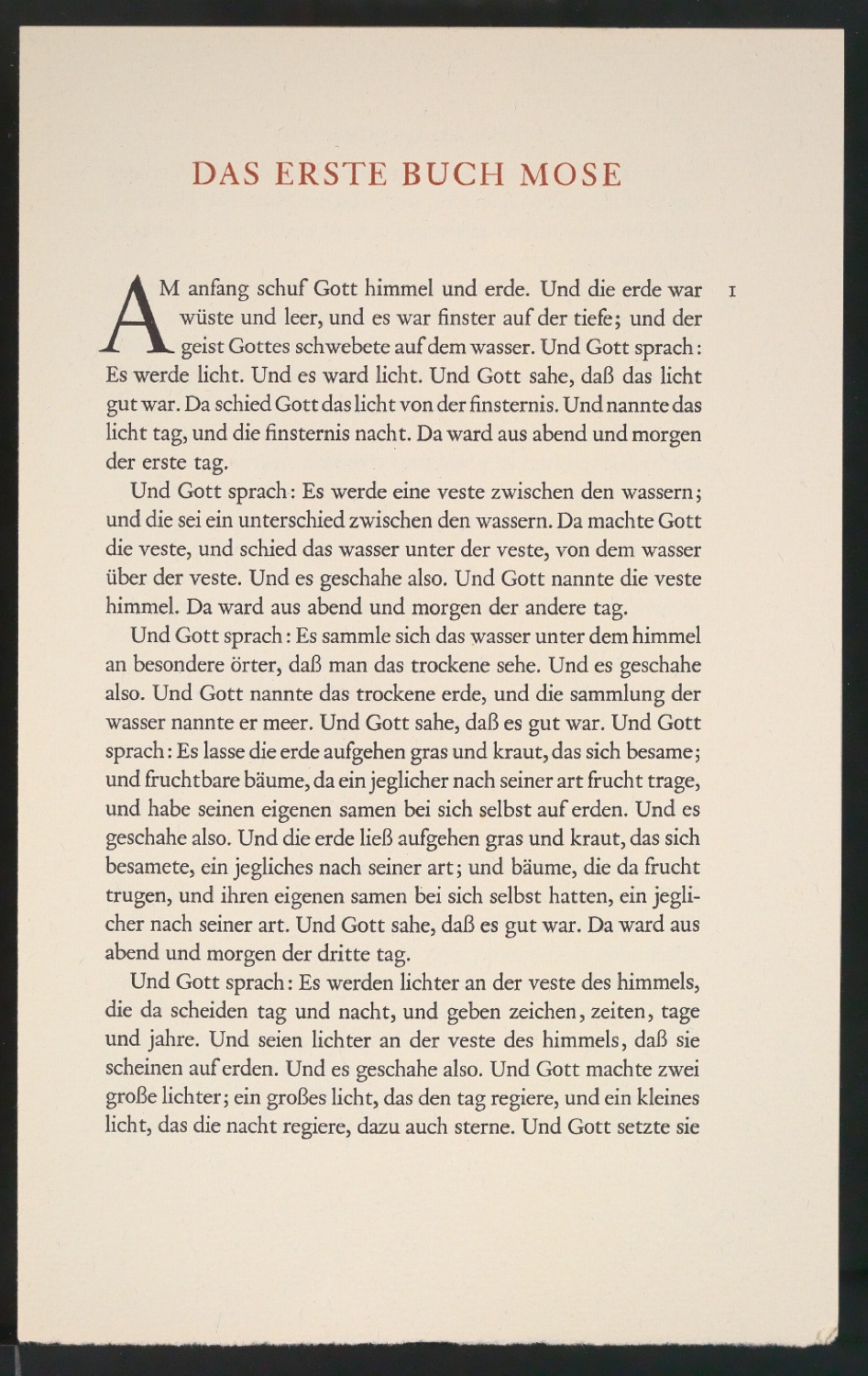 Werbedruck Das Erste Buch Mose — Blatt 1