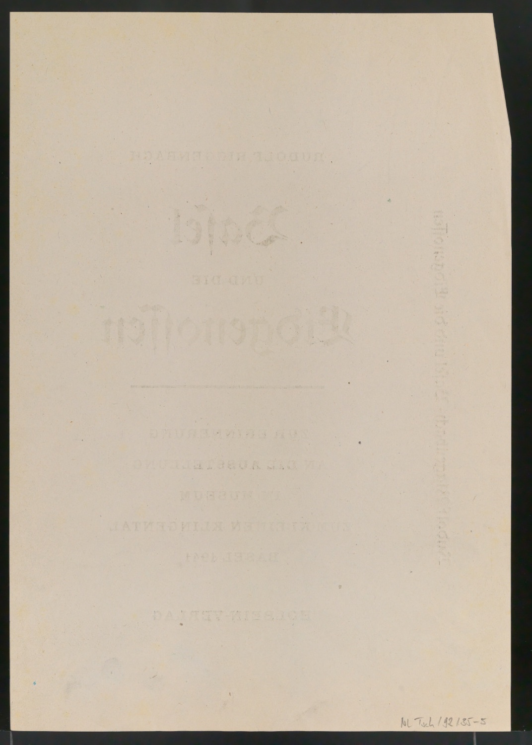 Entwurf und Probedrucke für Bucheinband und Titelblatt von Basel und die Eidgenossen — Blatt 4