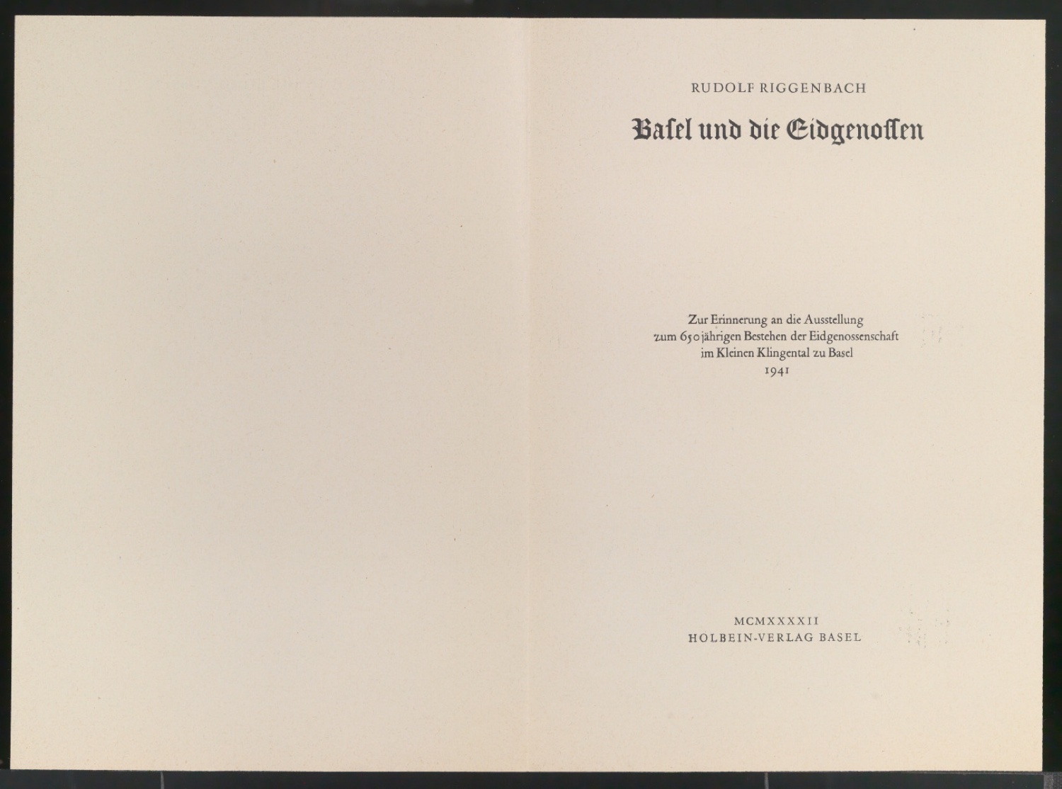 Entwurf und Probedrucke für Bucheinband und Titelblatt von Basel und die Eidgenossen — Blatt 12