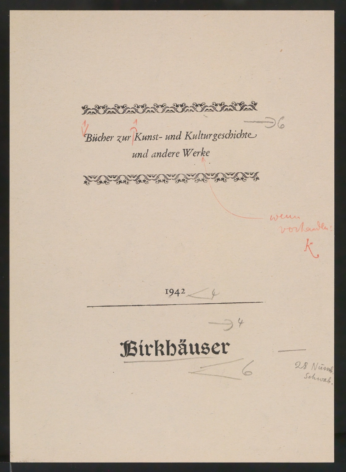 Korrekturfahnen und Probedrucke für das Titelblatt von Bücher zur Kunst- und Kulturgeschichte und andere Werke — Blatt 5