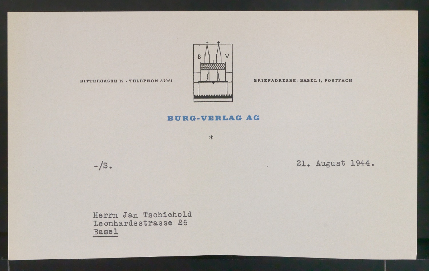 Entwürfe, Probedrucke und Belegexemplare von Verlegermarke für Burg-Verlag — Blatt 15