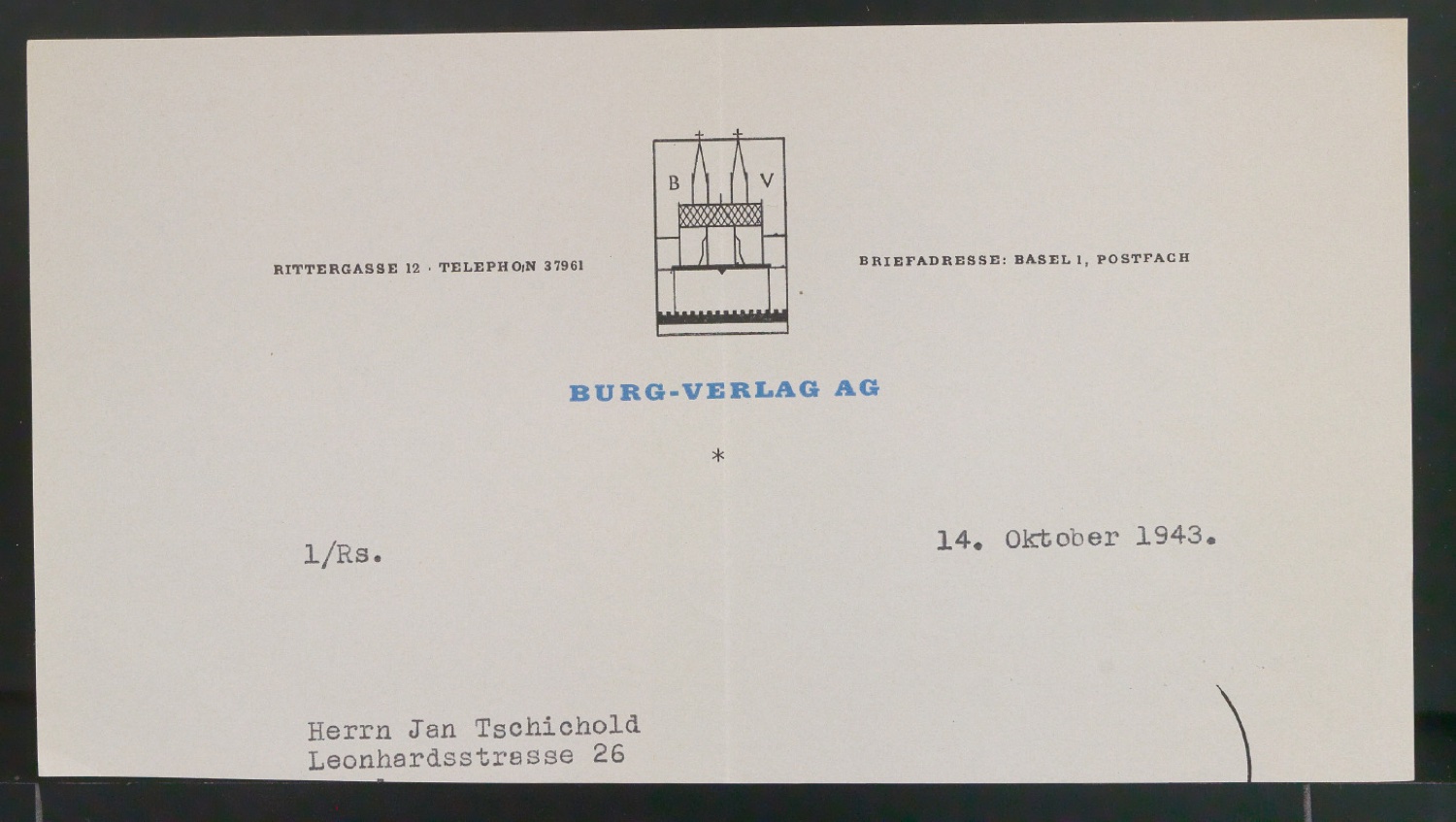 Entwürfe, Probedrucke und Belegexemplare von Verlegermarke für Burg-Verlag — Blatt 19