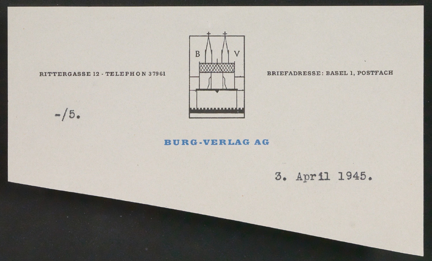Briefkopf für Burg-Verlag AG — Blatt 1