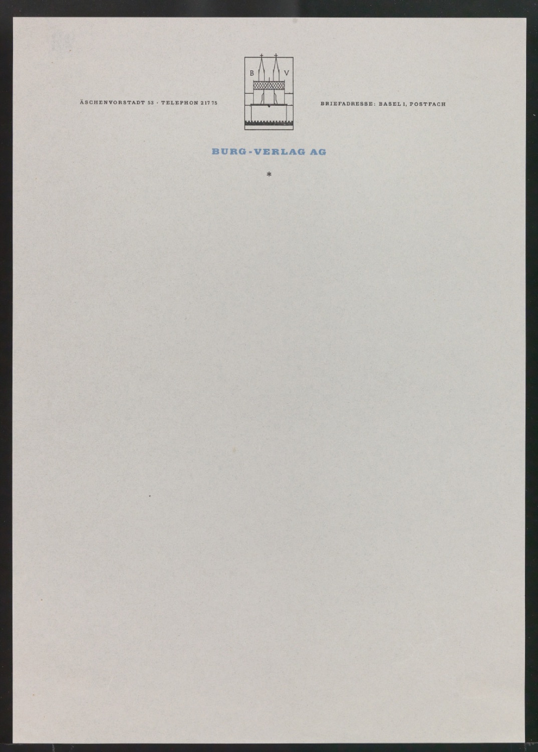 Briefbogen für Burg-Verlag AG — Blatt 1
