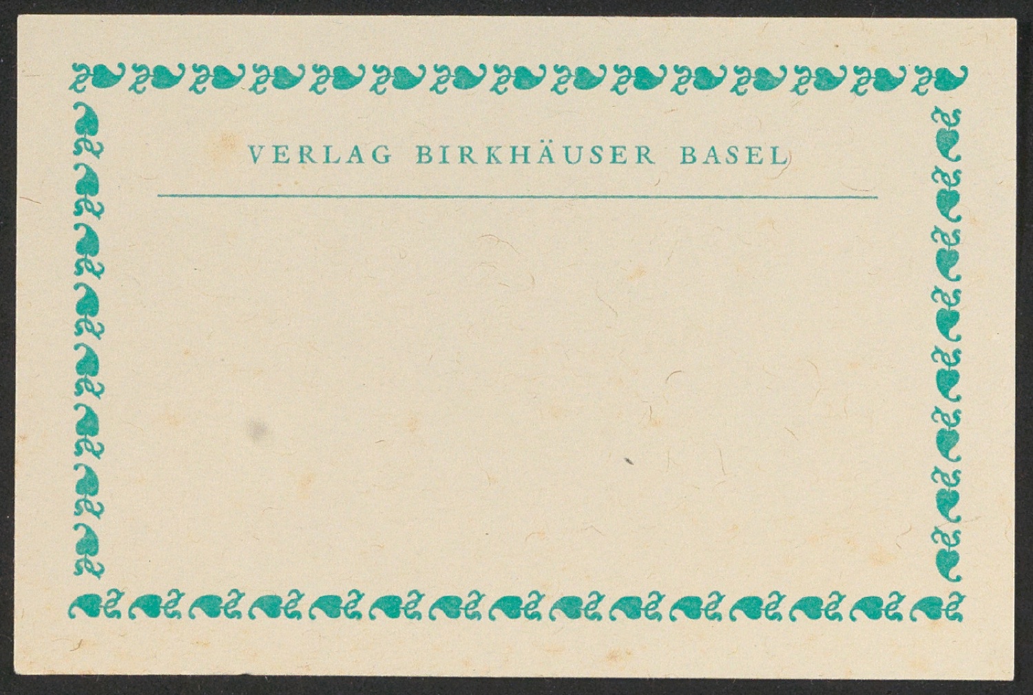 Empfehlungskarte für den Verlag Birkhäuser — Blatt 1