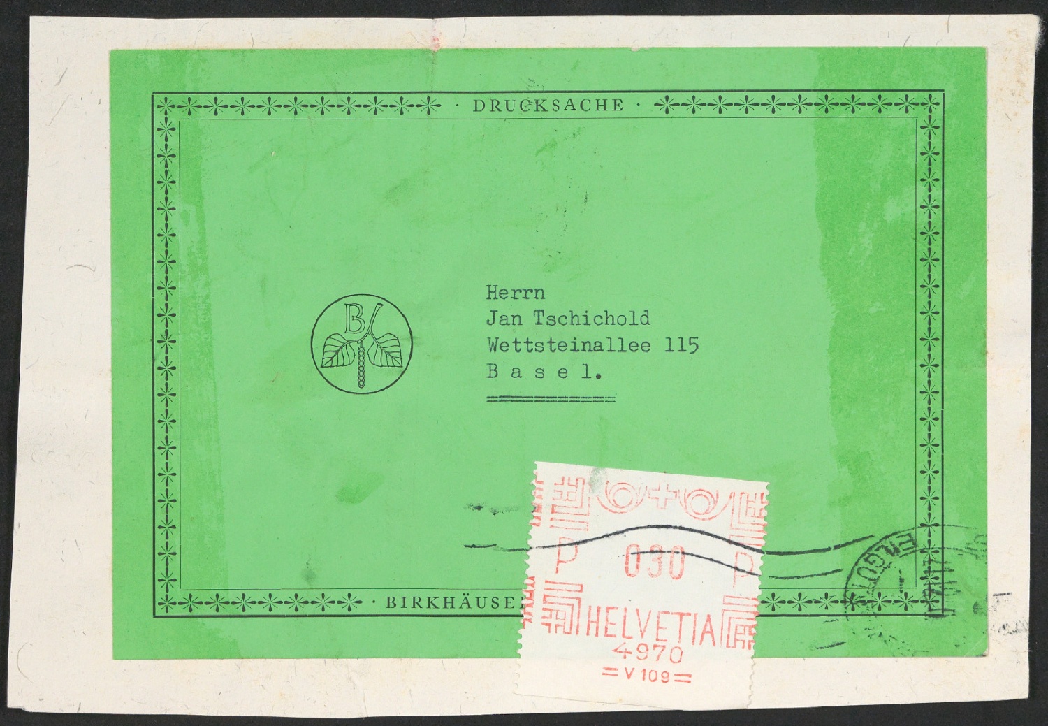 Adressetiketten für Birkhäuser — Blatt 3