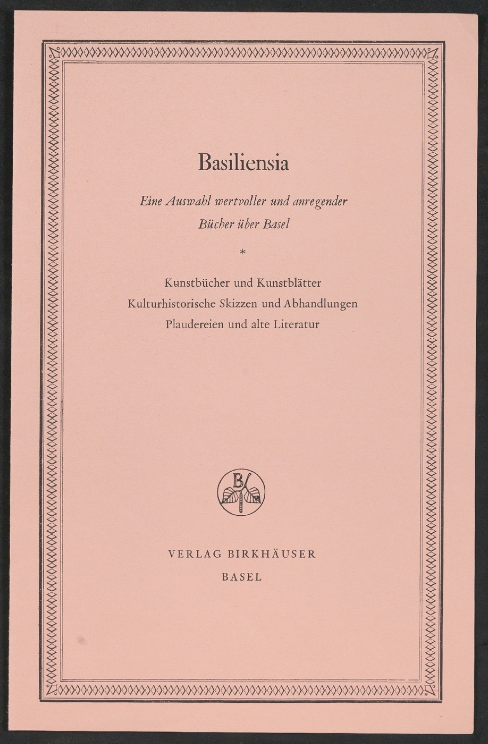 Probedruck für den Umschlag von Katalog Basiliensia — Blatt 1