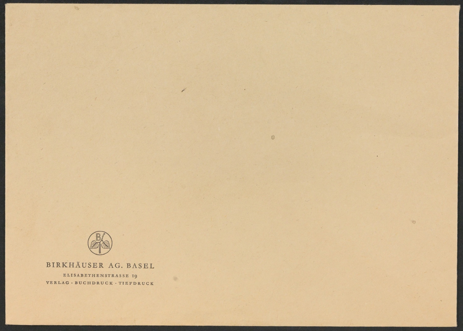 Briefumschlag Birkhäuser AG — Blatt 1