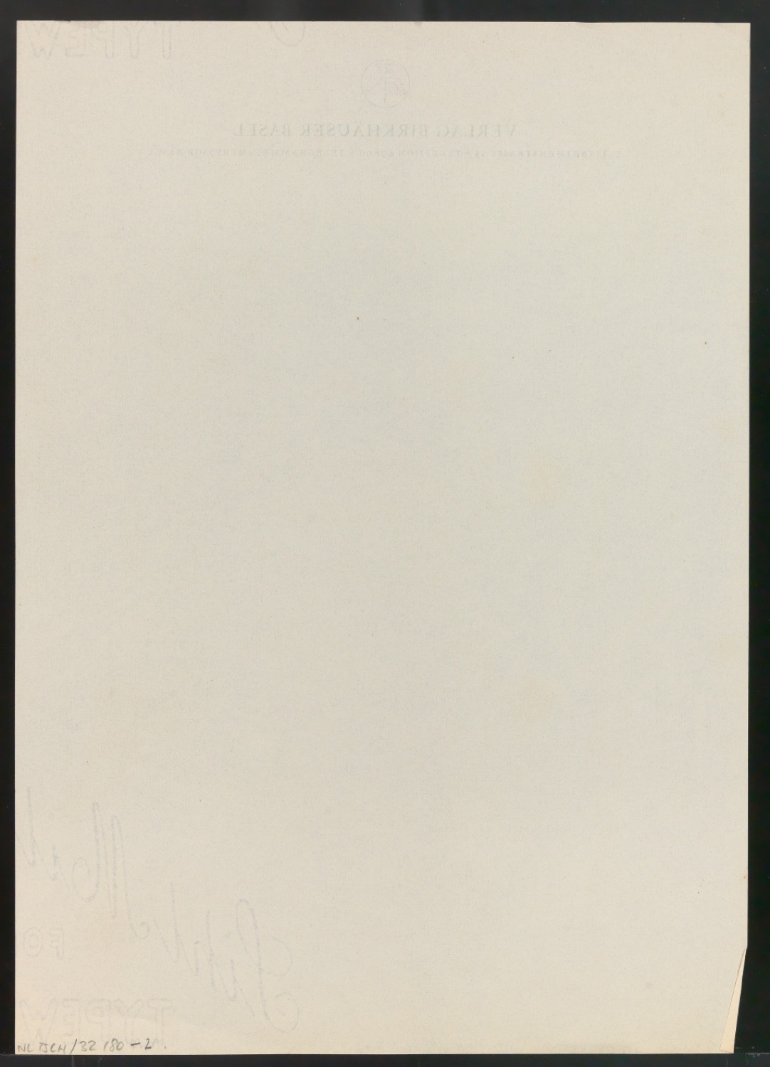 Probedrucke von Briefpapier für Verlag Birkhäuser — Blatt 4