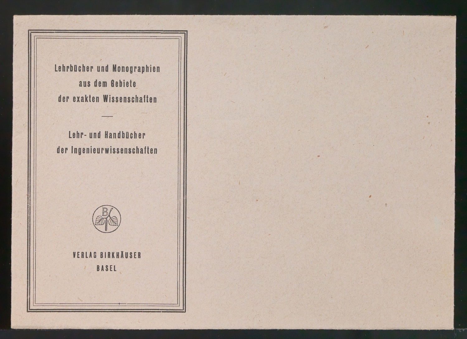 Briefumschläge Lehr- und Handbücher der Ingenieurwissenschaften — Blatt 1