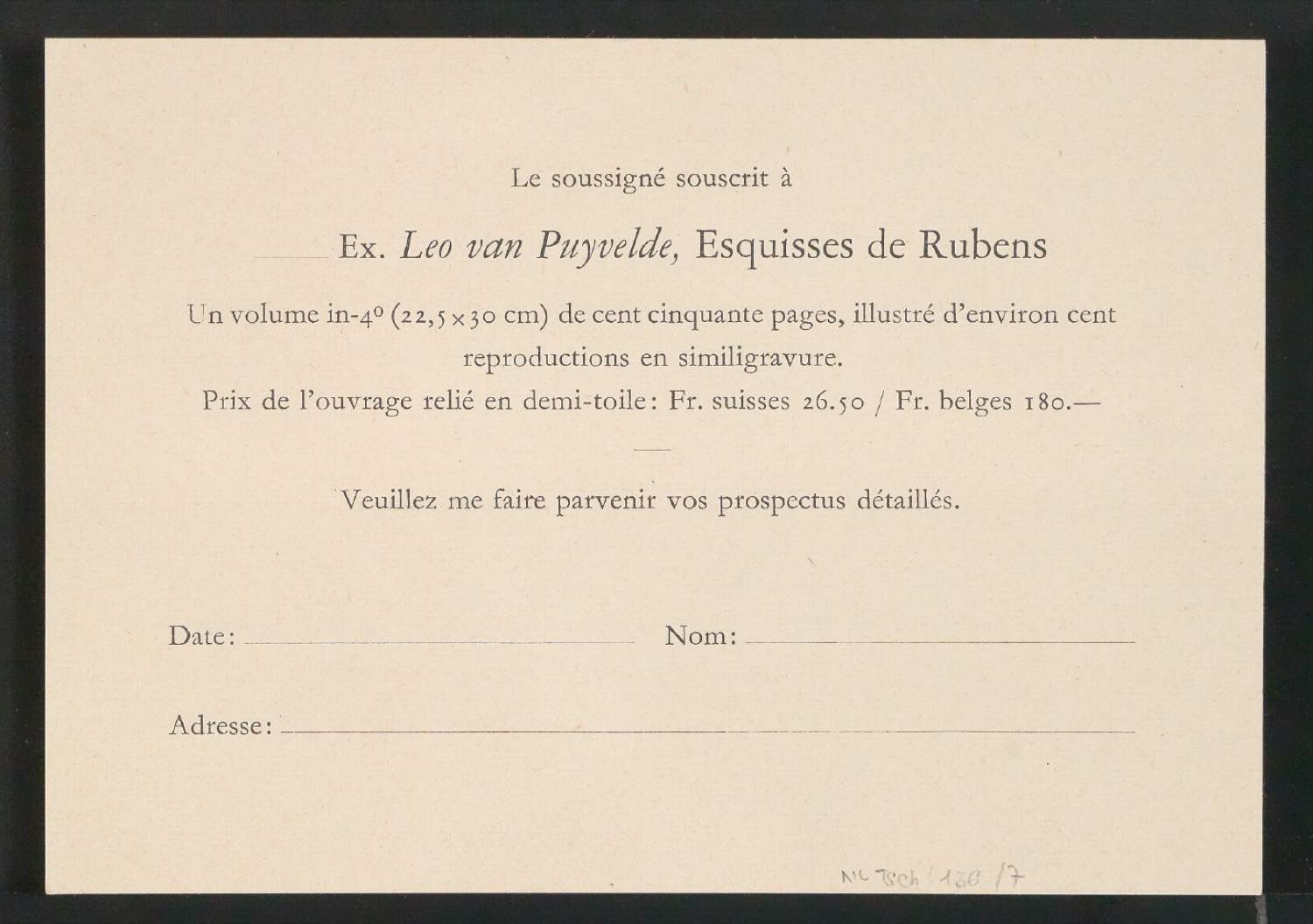 Le soussigné souscrit à Ex Leo van Puyvelde, Esquisses de Rubens — Blatt 1
