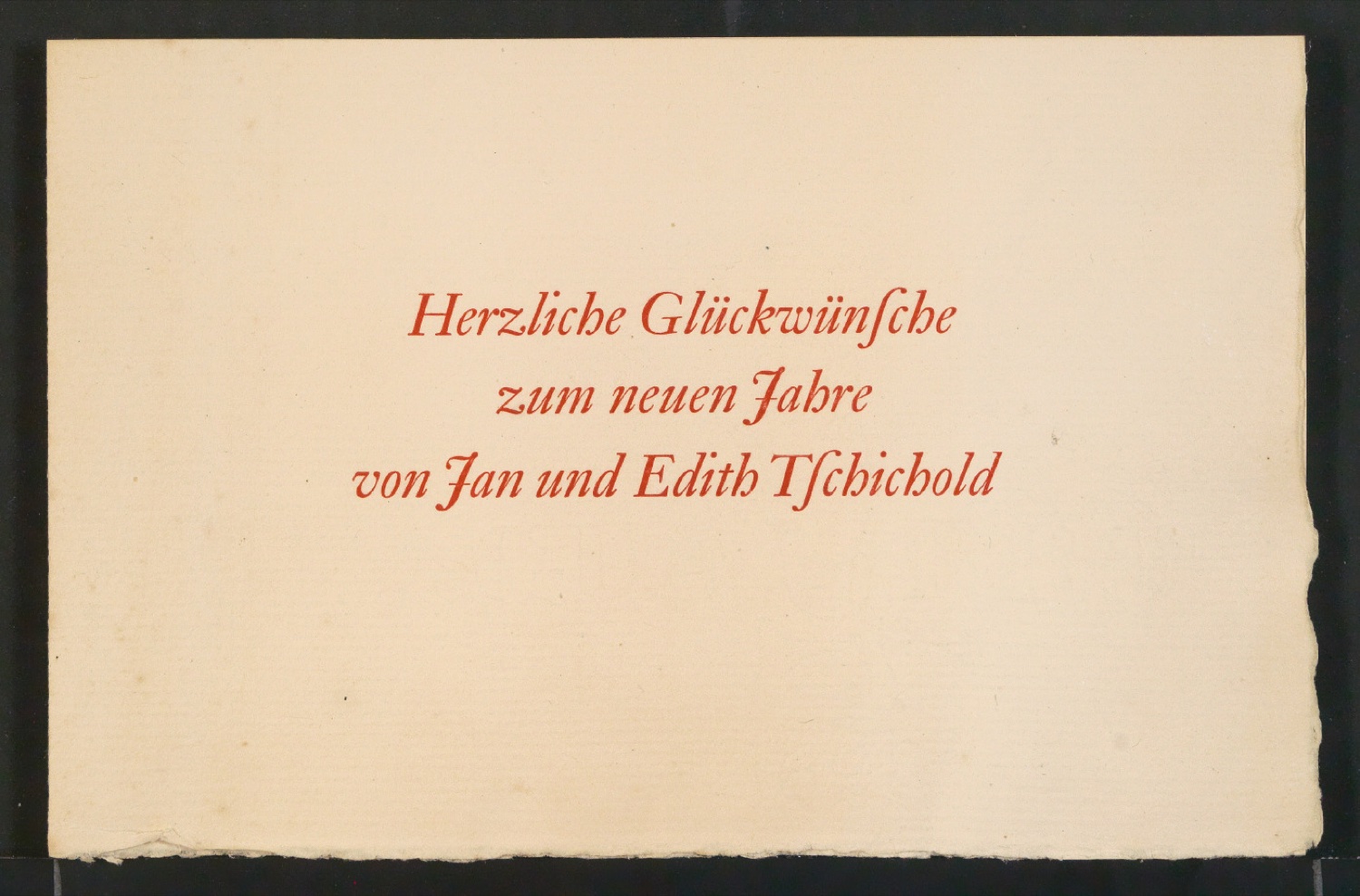 Probedrucke von Neujahrswunsch Herzliche Glückwünsche zum neuen Jahre von Jan und Edith Tschichold — Blatt 1