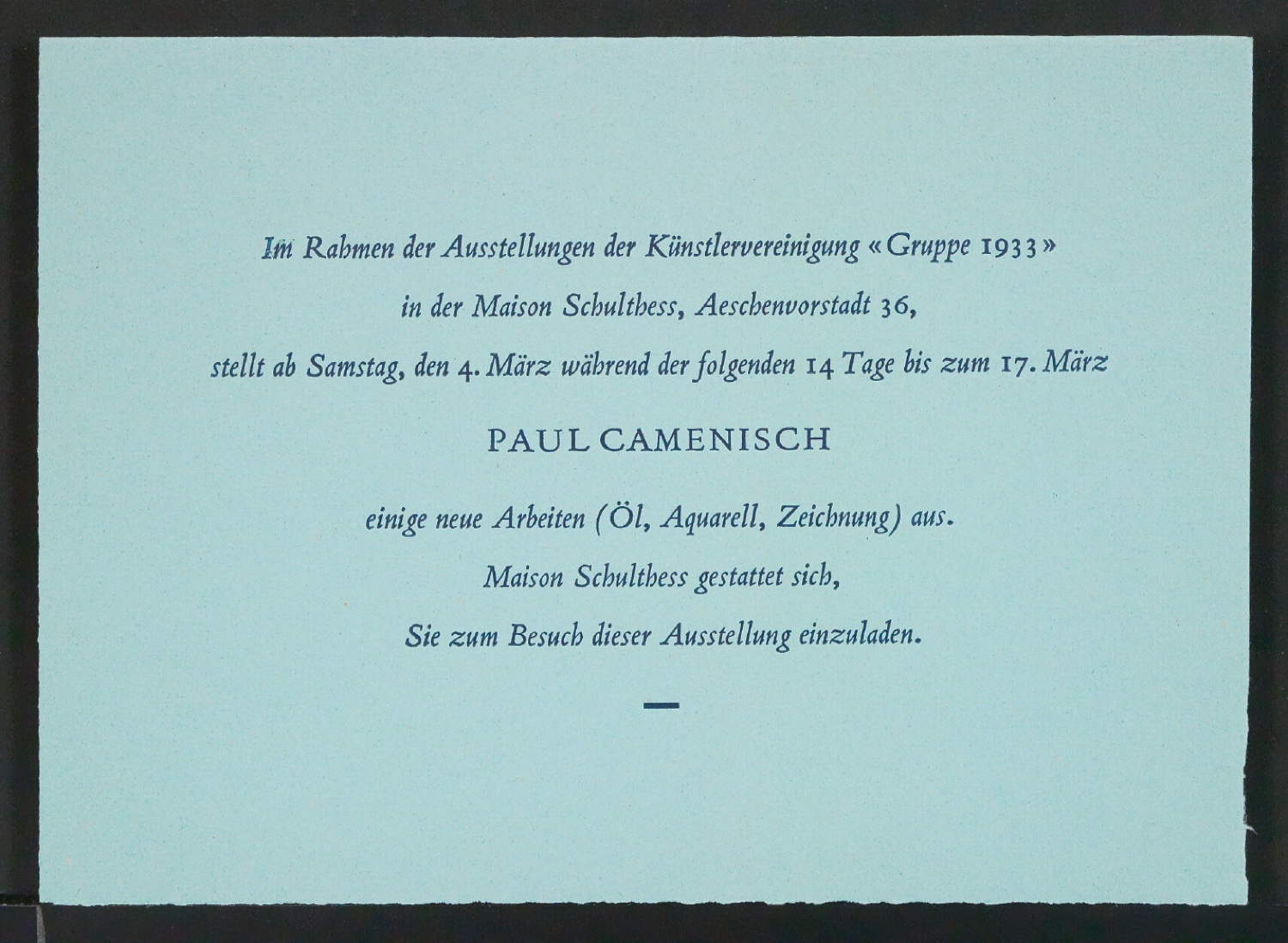 Einladungskarten zu Ausstellungen der Gruppe 33 — Blatt 3