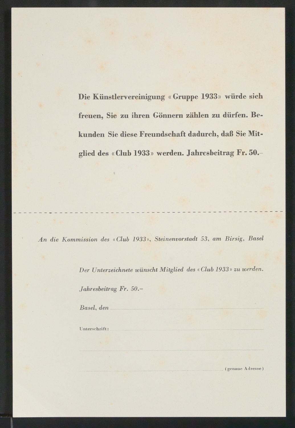 Einladungskarten zu Ausstellungen der Gruppe 33 — Blatt 7
