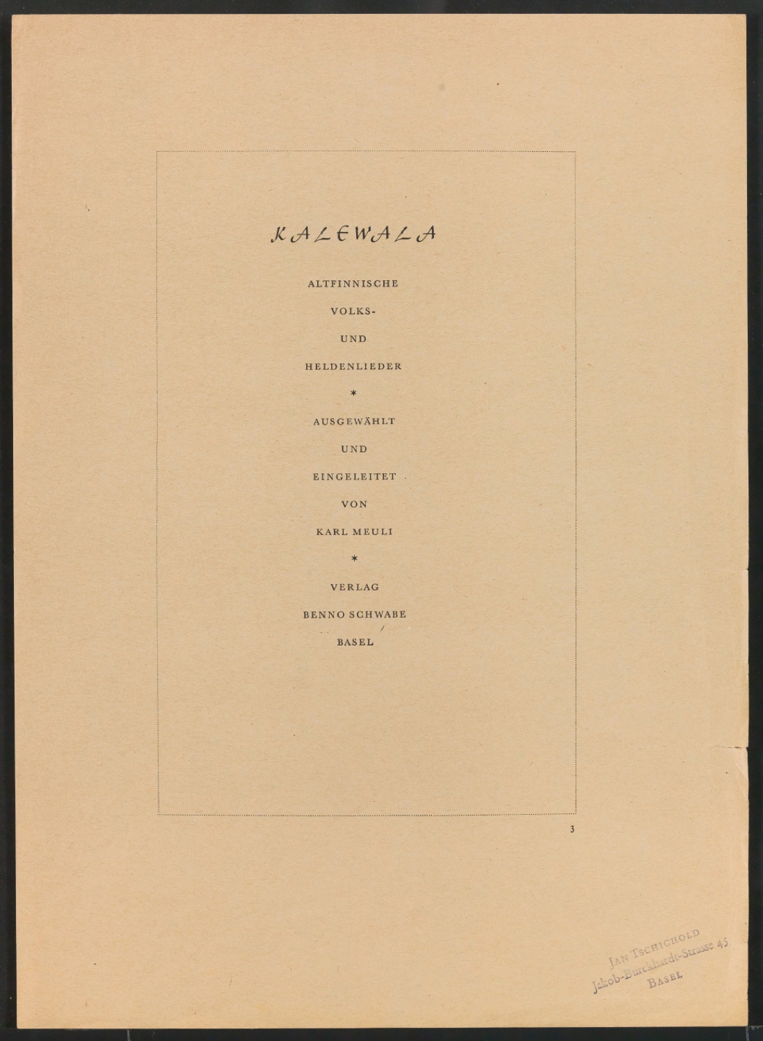 Titelblatt Kalewala — Blatt 1