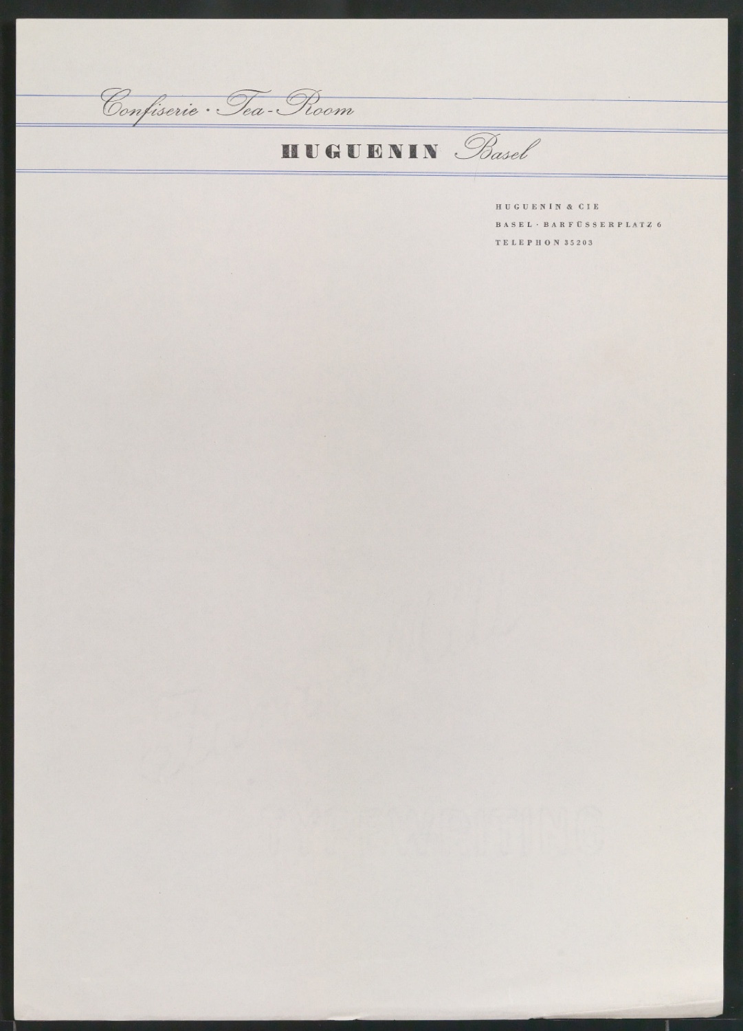 Briefbogen für Huguenin & Cie Confiserie — Blatt 3