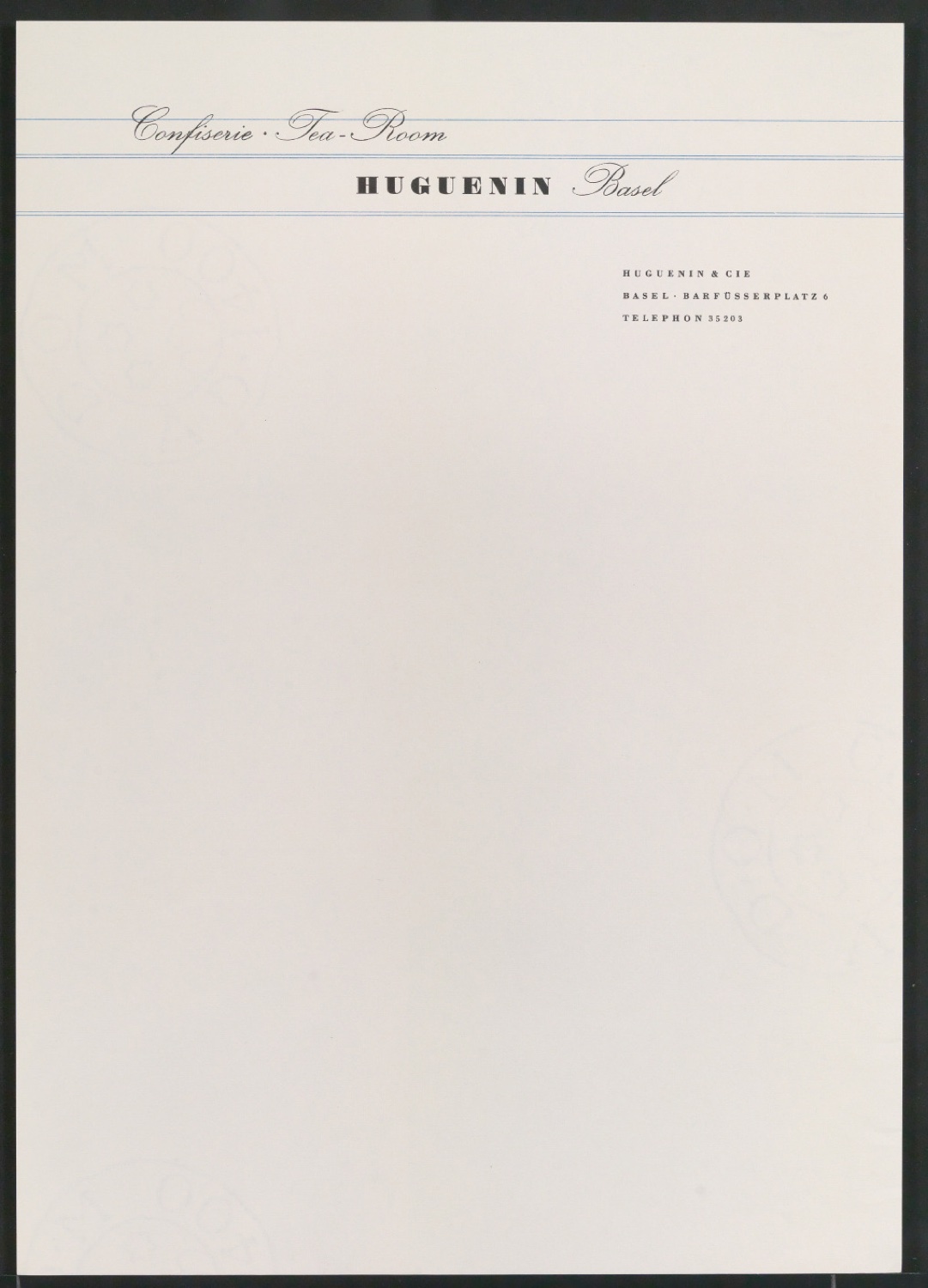 Briefbogen für Huguenin & Cie Confiserie — Blatt 5