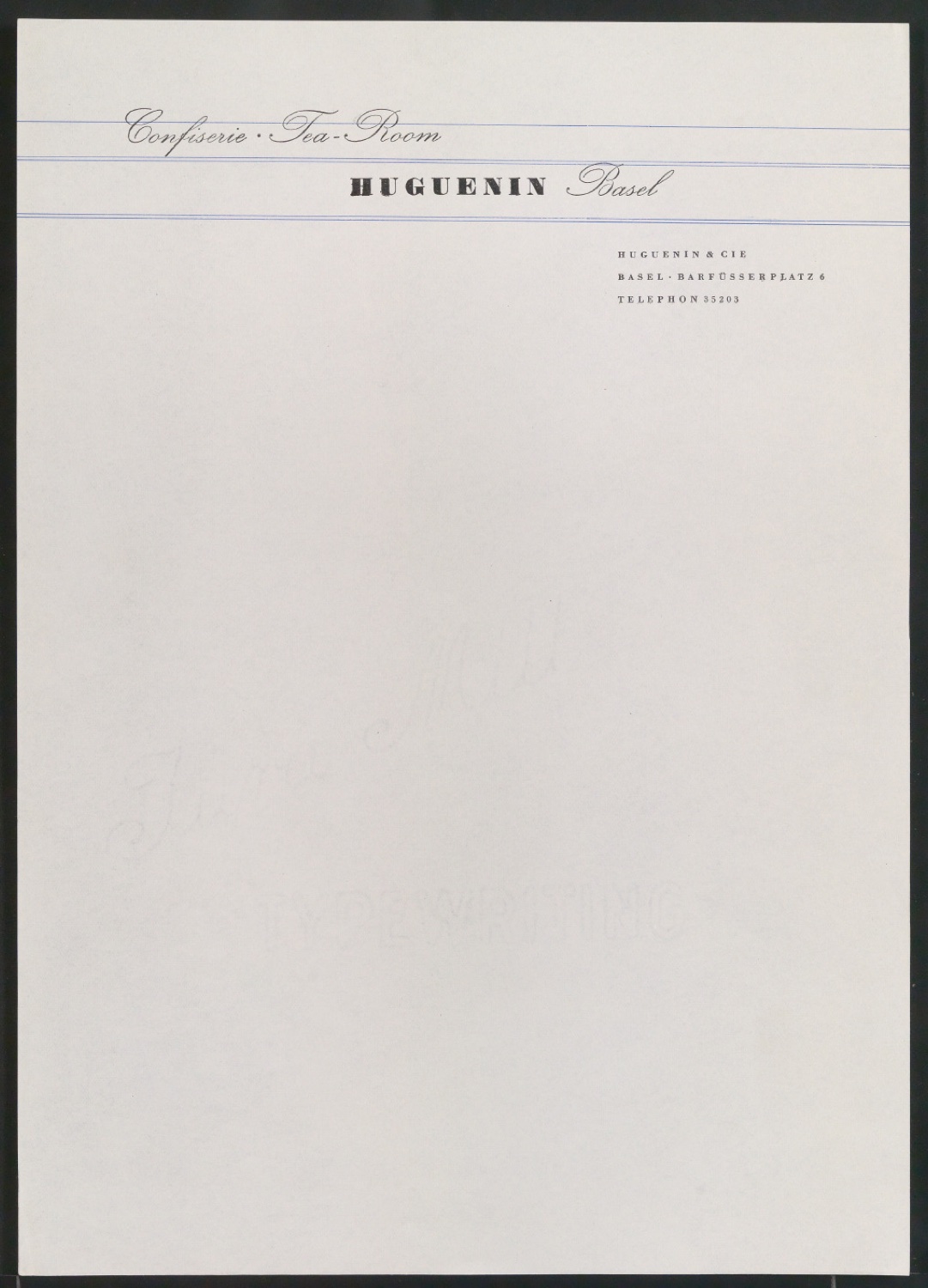 Briefbogen für Huguenin & Cie Confiserie — Blatt 7