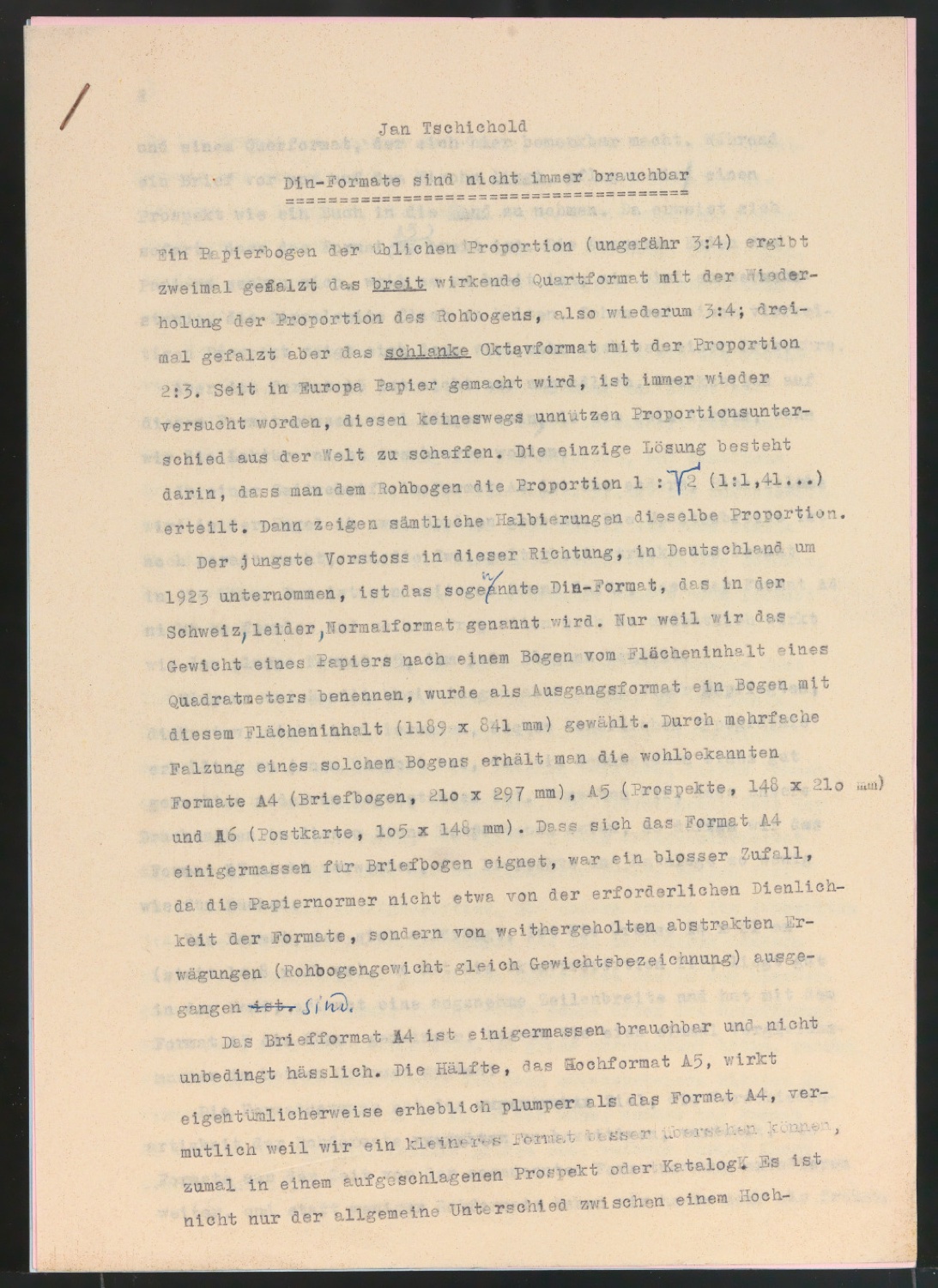 DIN-Formate sind nicht immer brauchbar — Blatt 1