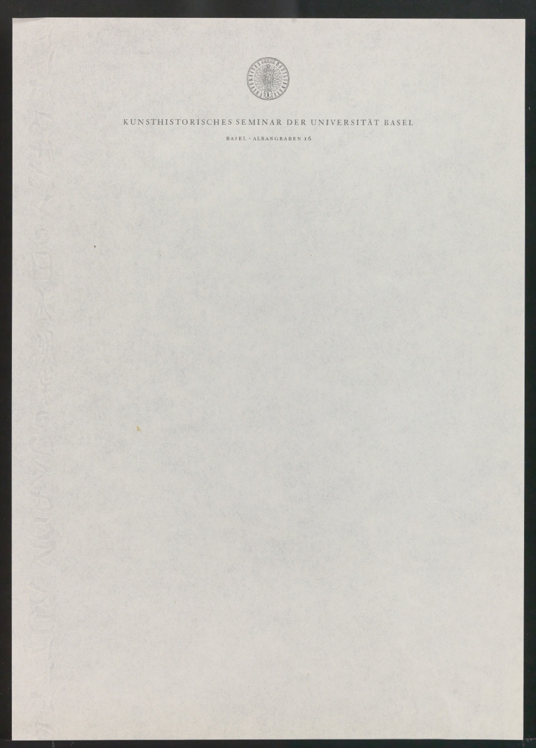 Briefbogen für Kunsthistorisches Seminar der Universität Basel — Blatt 1