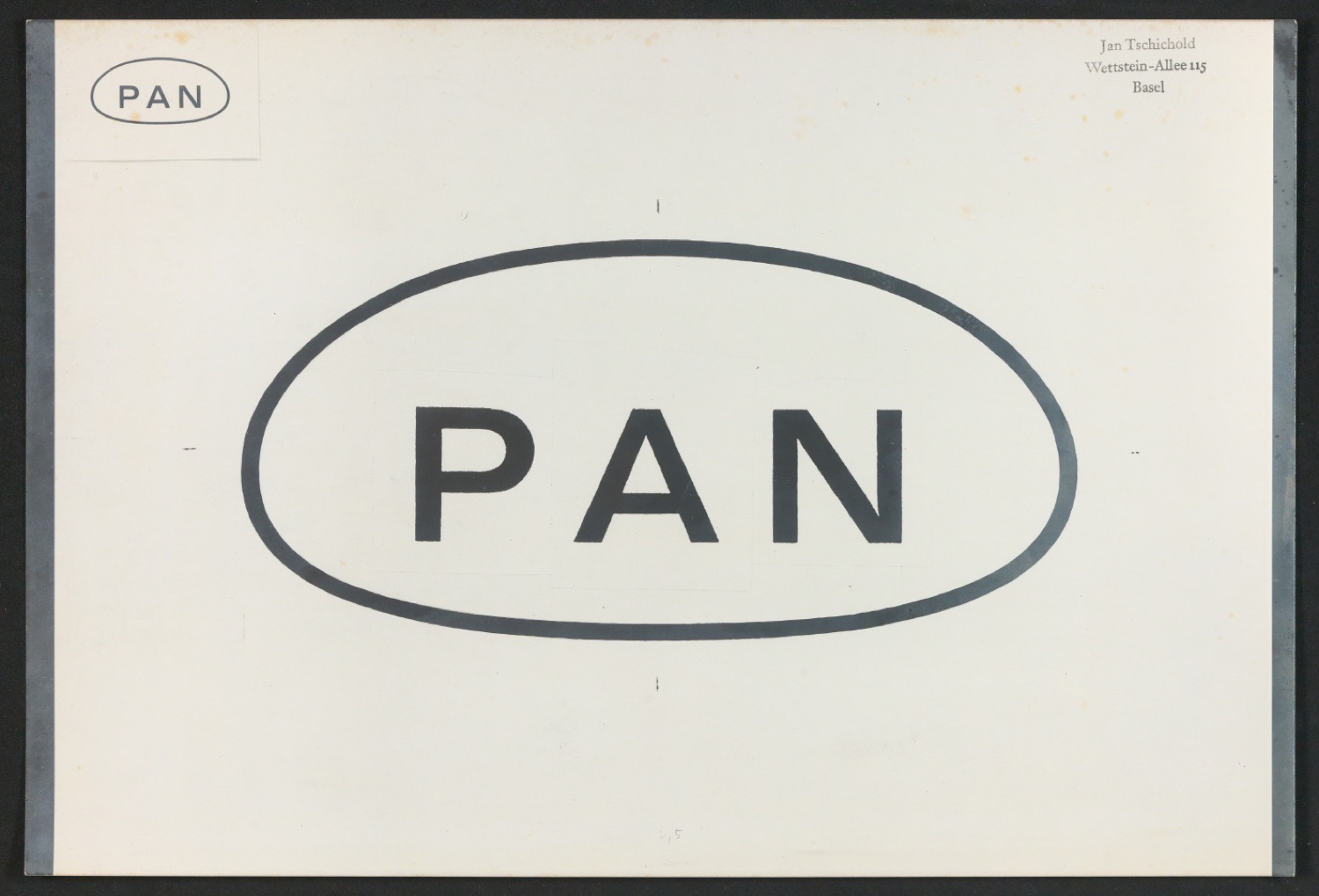 Klebeentwürfe und Fotokopie für ein Firmenzeichen PAN — Blatt 1